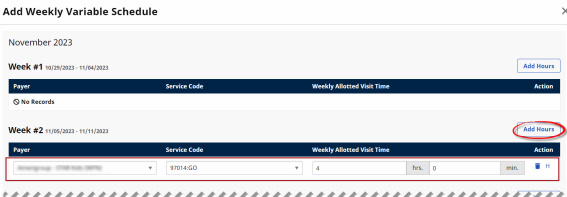 Add Weekly Variable Schedule Window Adding Hours
